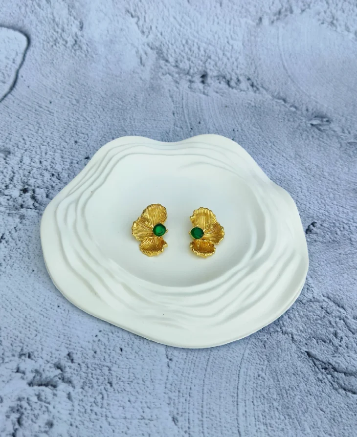 Emerald Bloom Earrings | 18K Gold Plated - Image 2