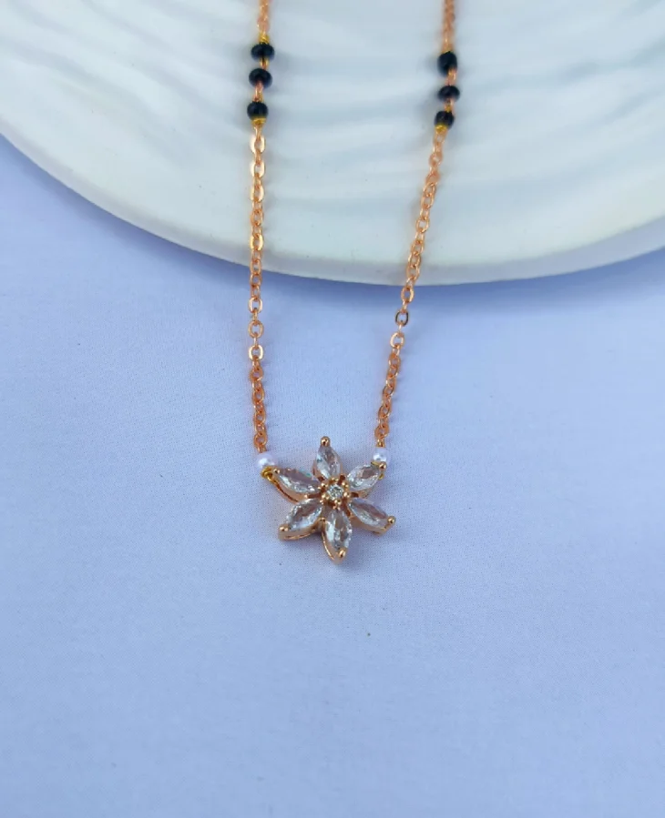 Rose-Gold Floral Charm Mangalsutra - Image 3