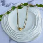 Golden Heart Charm Necklace - 18K Gold Plated
