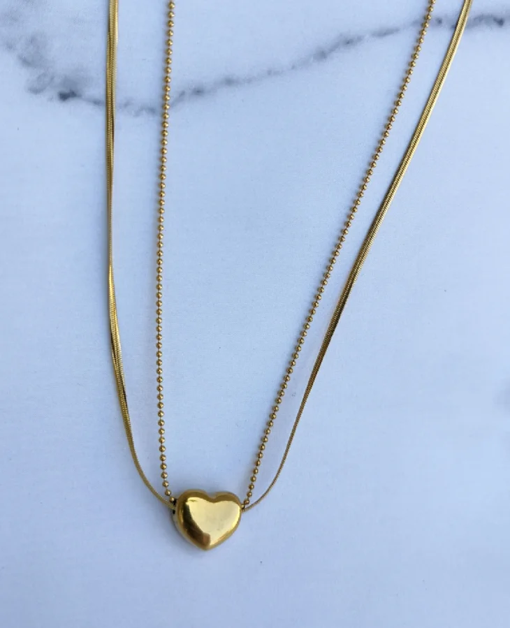 Golden Heart Charm Necklace - 18K Gold Plated - Image 4
